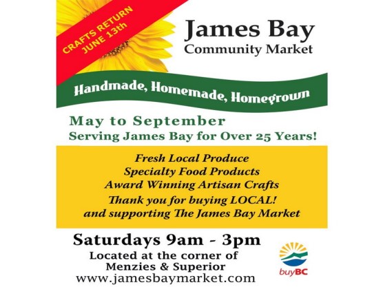 James Bay Community Market – June 13th – 9 am to 3 pm