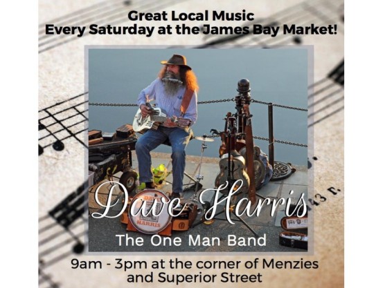 The James Bay Community Market, come one, come all, for food, produce, crafts and music.
