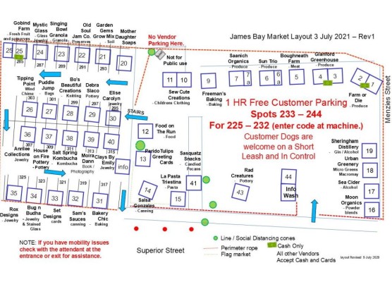 Saturday, July 3rd – Time to stock up on farm fresh produce, great food and wonderful crafts at the James Bay Community Market – 9 am to 3 pm