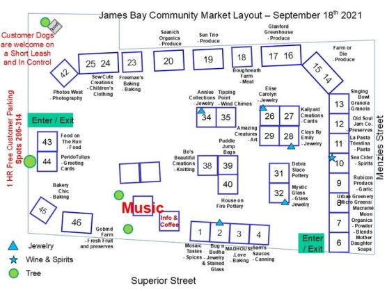 <center>Rain or shine – this Saturday, September 18th will see music, crafts, produce, food and coffee at the James Bay Community Market – 9 am to 3 pm</center>
