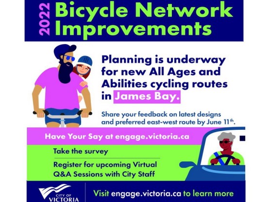 James Bay Cycling Routes – Information at the James Bay Community Market – May 29th