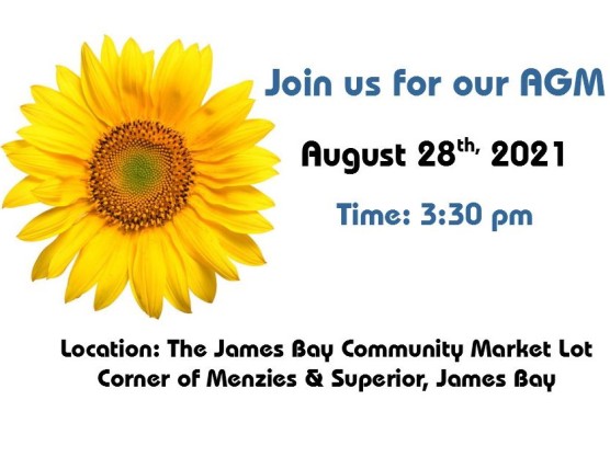 The James Bay Market Society (JBMS) announces the Annual General Meeting (AGM) for 2021